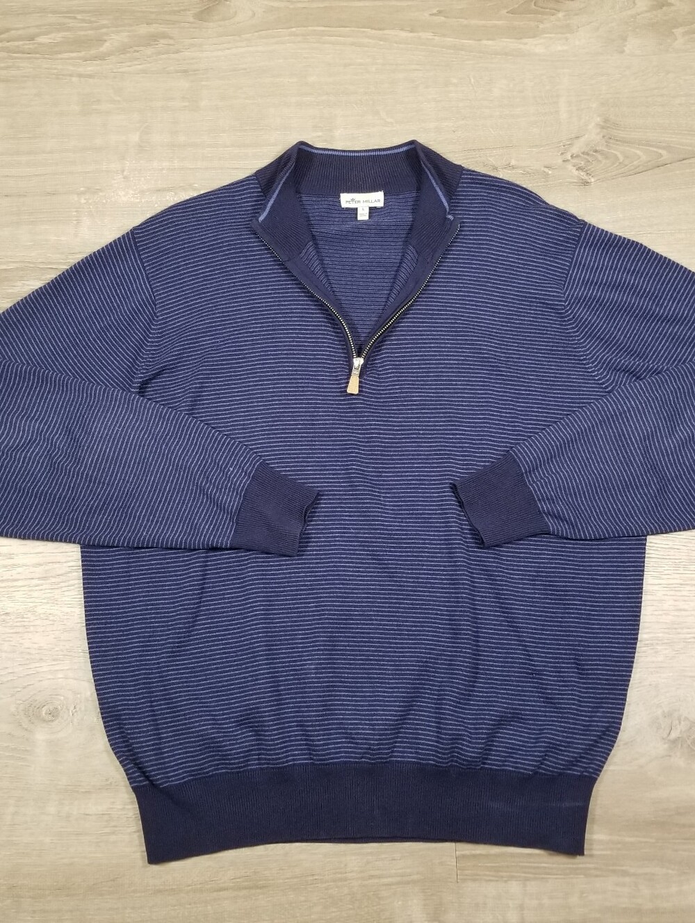 Peter Millar Quarter Zip Pullover Sweater Mens Large Cotton Silk Cashmere Blue